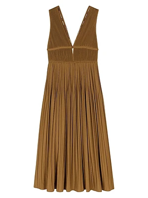 Jewellery Neckline Pleated Dress