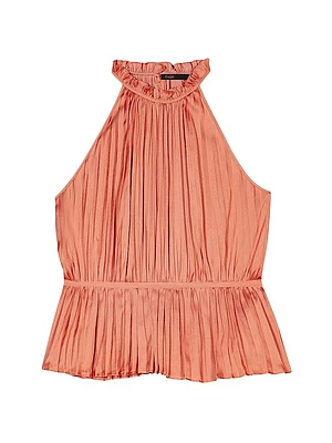 Sleeveless Pleated Halter Top