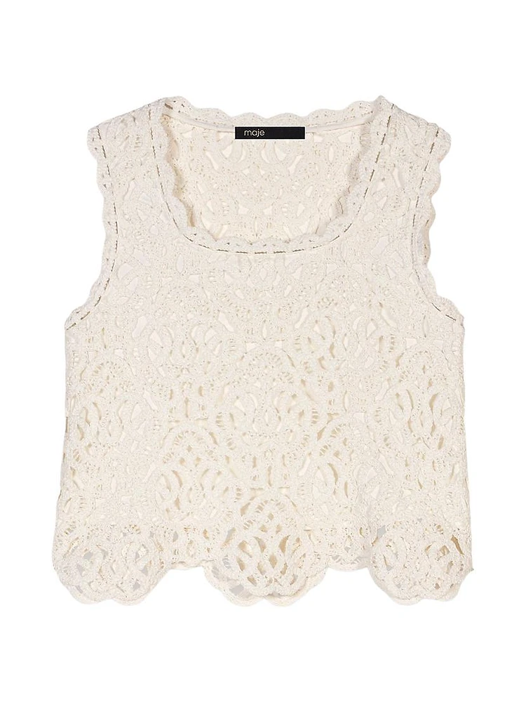Crochet-Knit Sleeveless Top