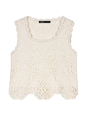Crochet-Knit Sleeveless Top