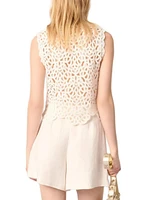 Crochet-Knit Sleeveless Top