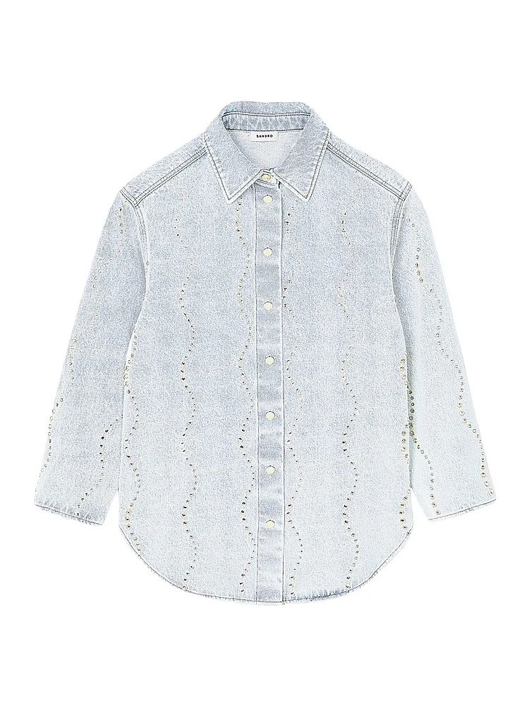 Denim Shirt with Rhinestones