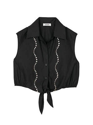 Rhinestone Cropped Shirt