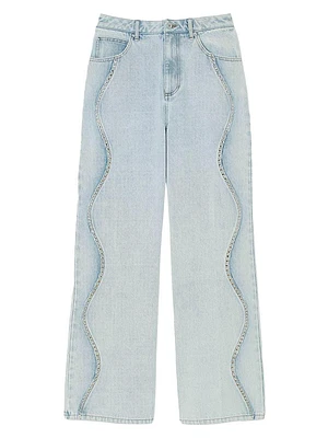 Jeans with Rhinestone Stripes