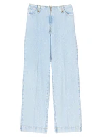 Faded Wide-Leg Jeans