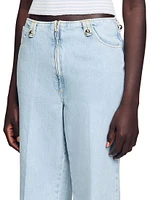 Faded Wide-Leg Jeans