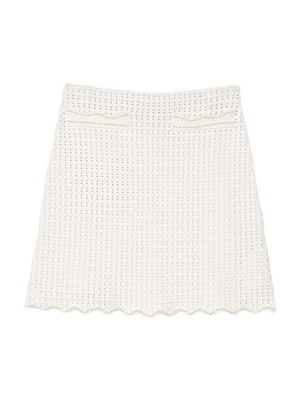Short Pearl Bead Knit Skirt