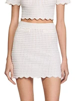 Short Pearl Bead Knit Skirt