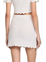 Short Pearl Bead Knit Skirt
