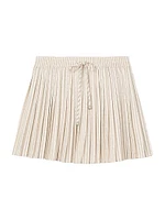 Rhinestone Striped Pleated Skirt