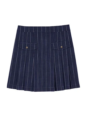 Mini Striped Pleated Skirt