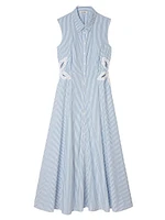 Stripy Embroidered Midi Dress