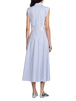 Stripy Embroidered Midi Dress