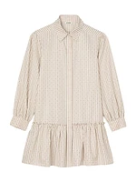 Rhinestone Striped Shirt Dress