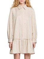 Rhinestone Striped Shirt Dress