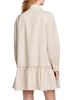 Rhinestone Striped Shirt Dress