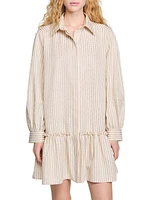 Rhinestone Striped Shirt Dress