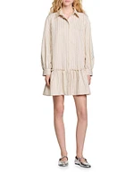 Rhinestone Striped Shirt Dress