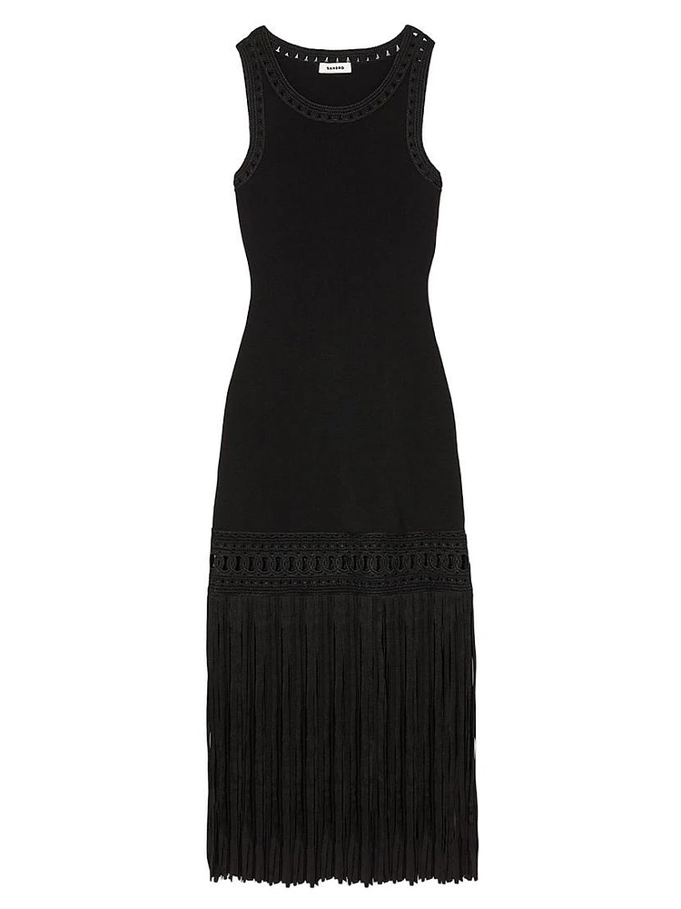 Fringed Knit Dress