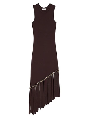 Fringed and Beaded Maxi Dress