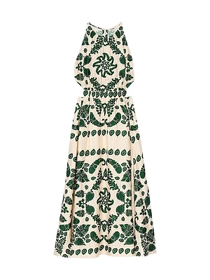 Leaf Print Midi Dress