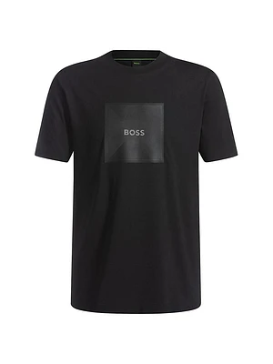 Cotton-Jersey T-Shirt with Fineline Logo Artwork