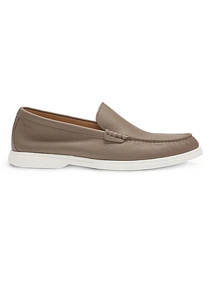 Tumbled-Leather Moccasin Loafers