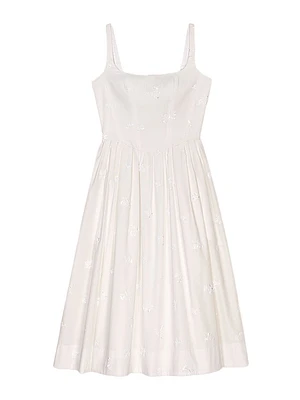 Embroidered Cotton Midi Dress