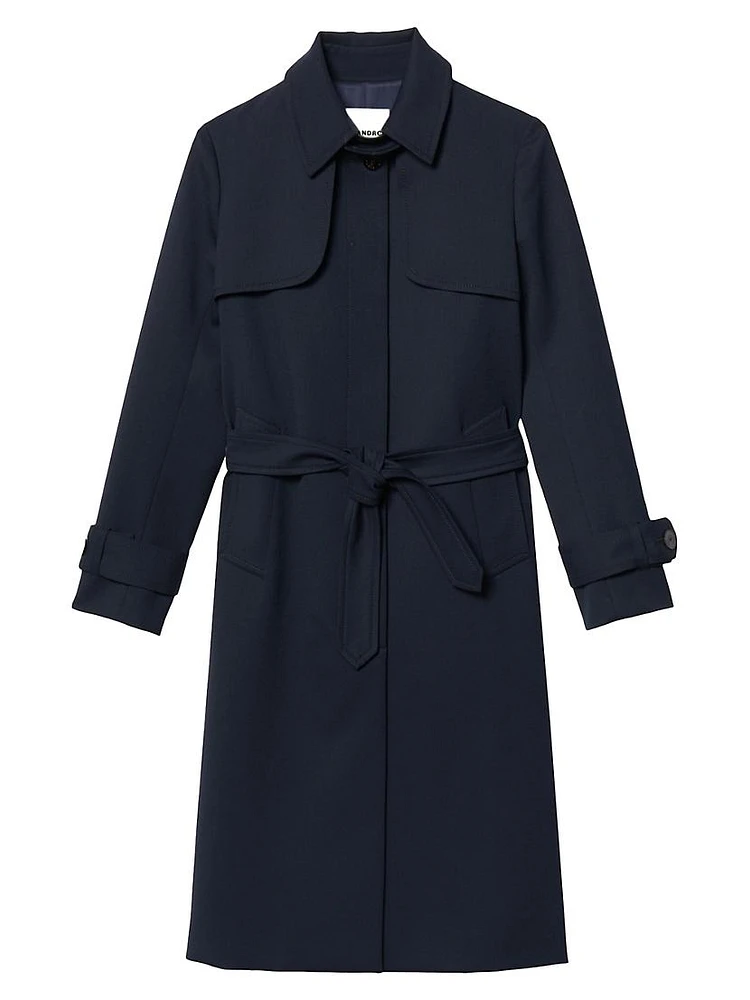 Trench Coat with Pleated Inset