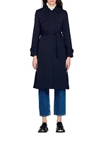 Trench Coat with Pleated Inset