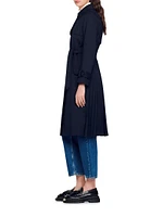 Trench Coat with Pleated Inset