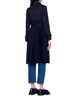 Trench Coat with Pleated Inset