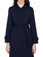 Trench Coat with Pleated Inset