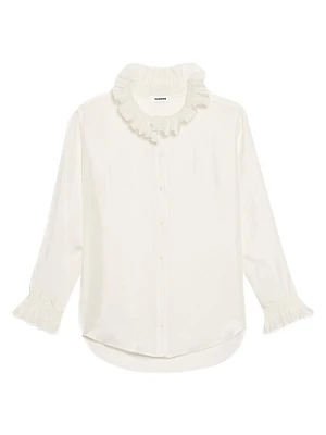 Silk Shirt With Gathered Collar