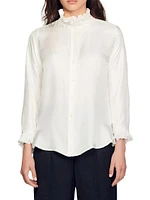 Silk Shirt With Gathered Collar