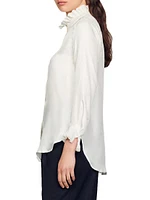 Silk Shirt With Gathered Collar