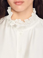 Silk Shirt With Gathered Collar