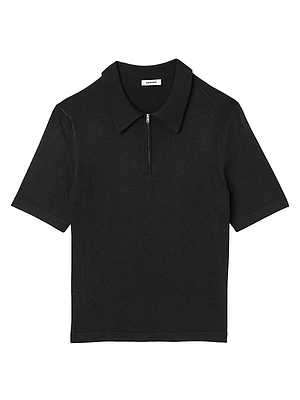 Knitted Polo Shirt With Zip Collar