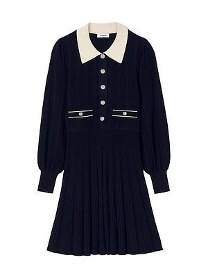 Pleated Knit Dress