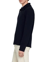 Zip-Up Wool Cardigan