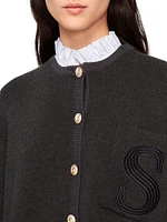 Knit Cardigan with Embroidered Pocket