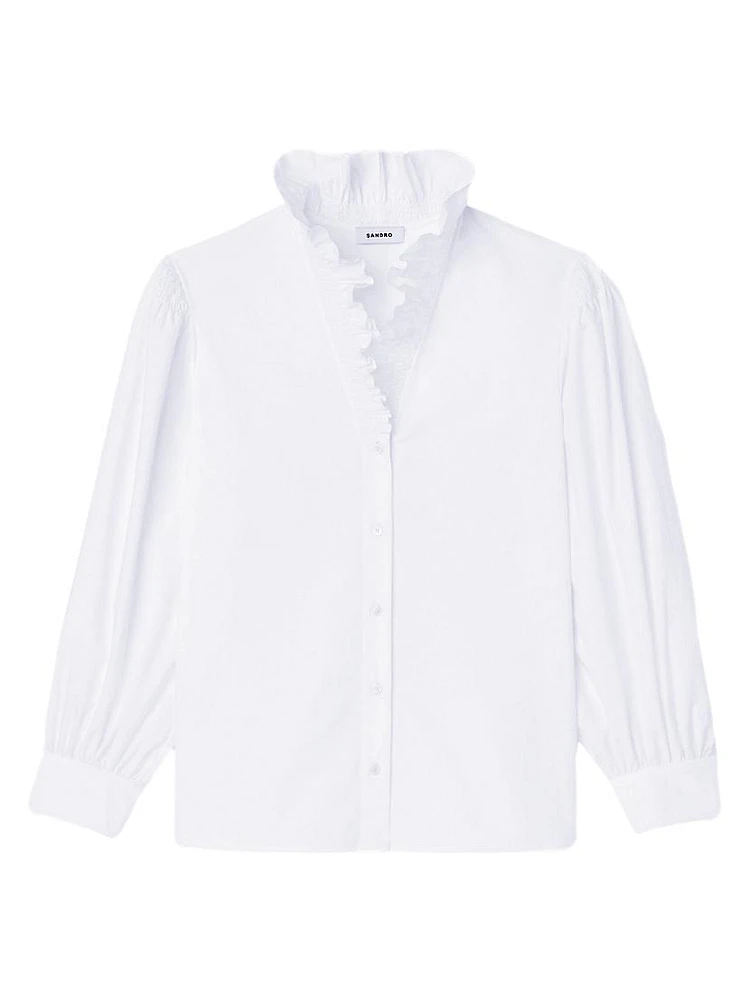 Cotton Shirt With Fancy Collar