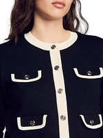 Two-Tone Cardigan with Buttons