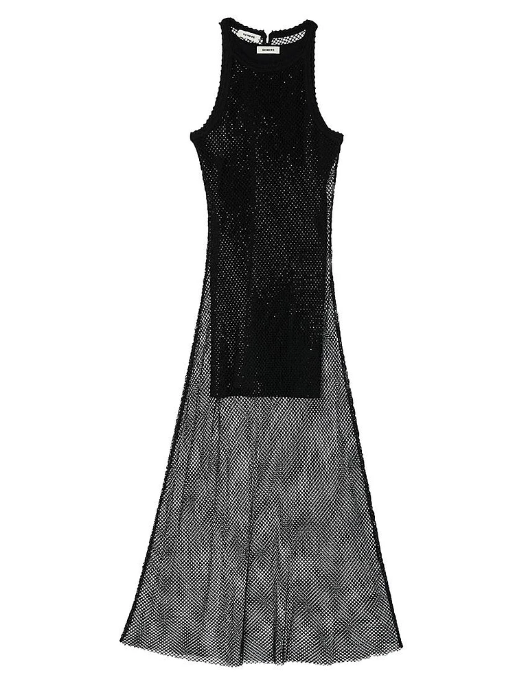 Long Shiny Mesh Dress