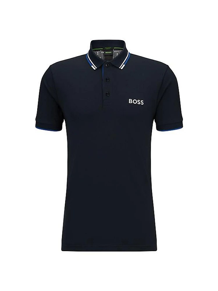 Cotton-Blend Polo Shirt with Contrast Logo