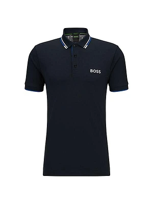 Cotton-Blend Polo Shirt with Contrast Logo