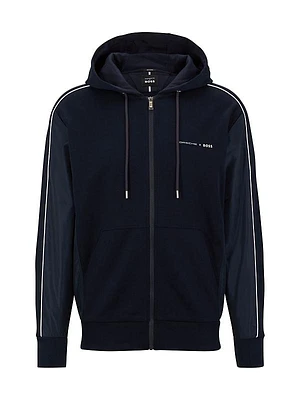 Cotton-Blend Zip-Up Hoodie With Tonal Mesh