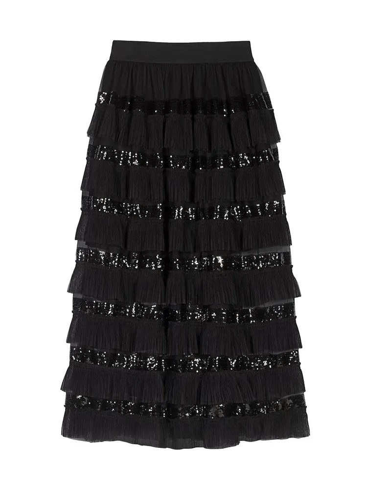 Ruffled Midi Skirt