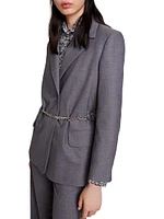 Suit Jacket With Chain Belt