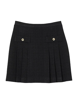 Pleated Tweed Skirt